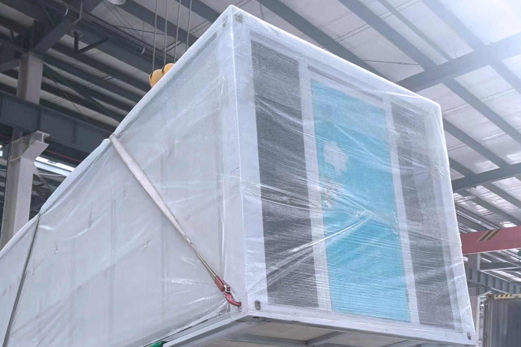 Protected folded unit before loading